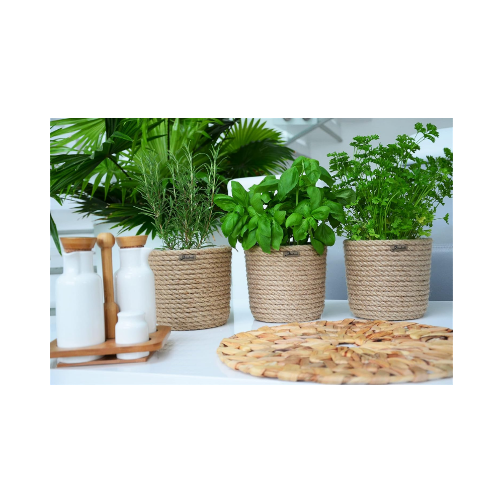 Pot de fleurs 16 cm – Style Boho Eco-Natural en jute tressée, sans trous de drainage