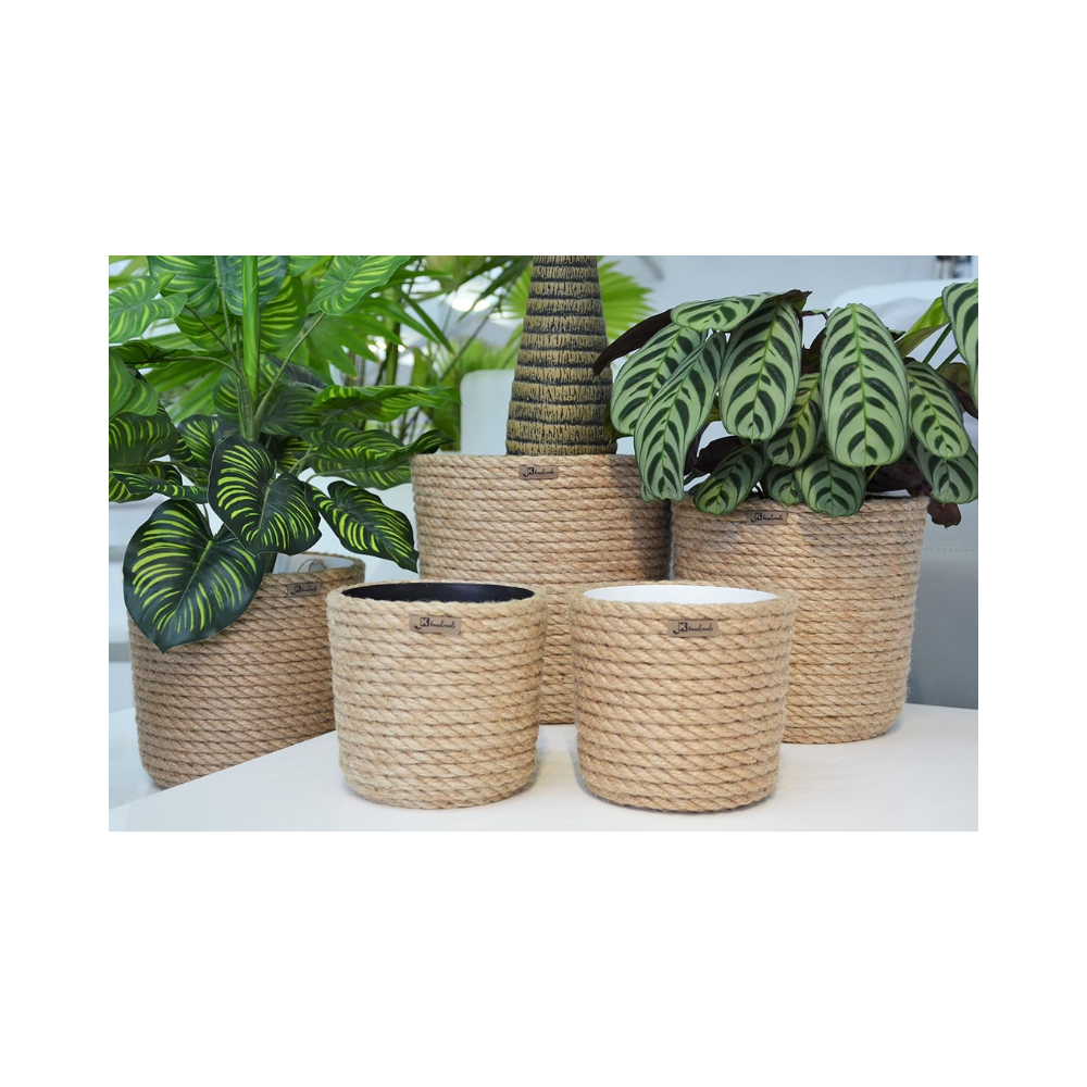 Pot de fleurs 16 cm – Style Boho Eco-Natural en jute tressée, sans trous de drainage