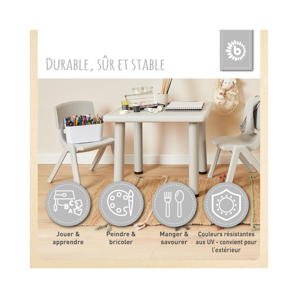 Chaise Enfant – Plastique Léger et Résistant, Empilable, Dossier Plein