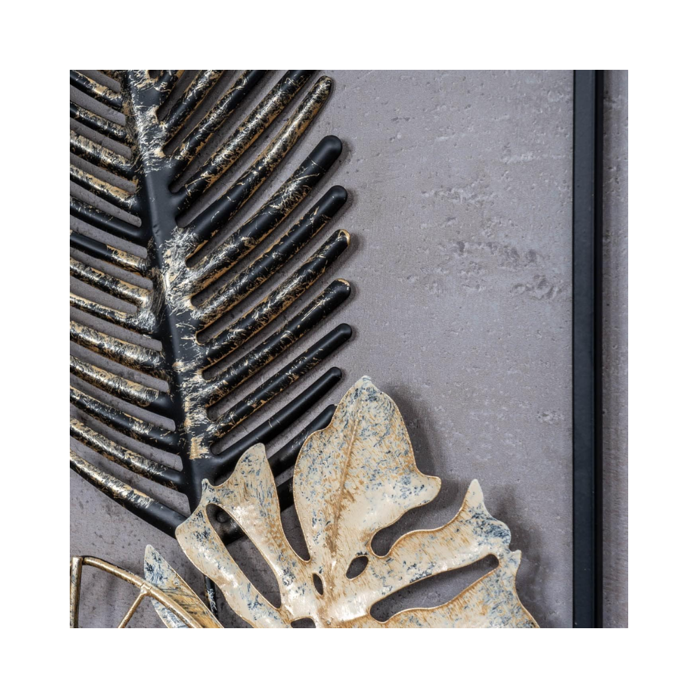 Tableau décoratif en métal – Hauteur 74 cm – Or, blanc et noir – Style industriel