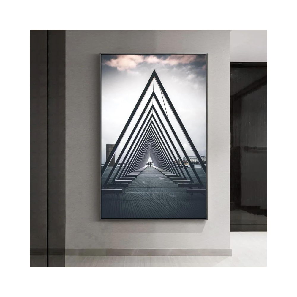 Affiche sur toile de style industriel – 60 x 80 cm – Noir, blanc et gris