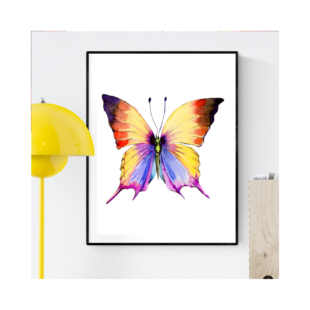 Ensemble de deux affiches – Papillons colorés style aquarelle – Format A3