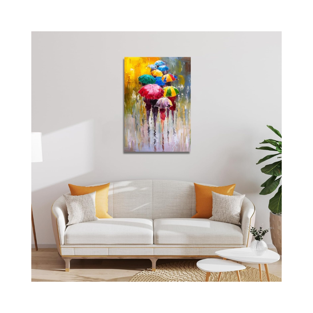 Tableau décoratif abstrait – Parapluies colorés – 60 x 30 cm