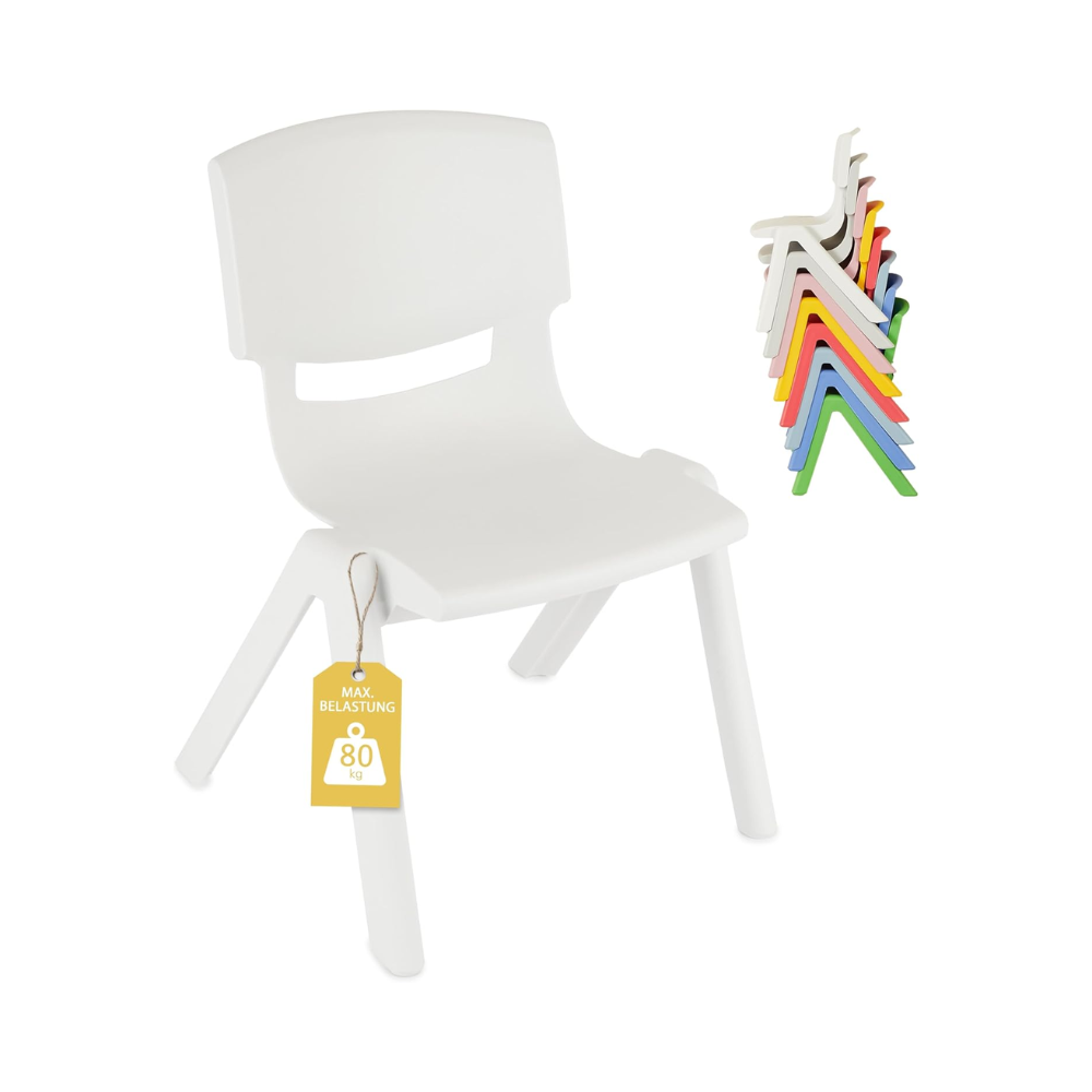 Chaise Enfant – Plastique Léger et Résistant, Empilable, Dossier Plein