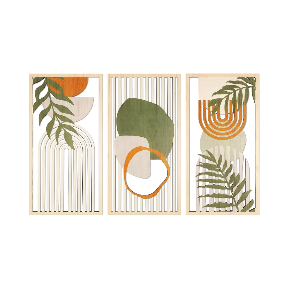 3 Pièces Décoration Murale Bohème en Bois