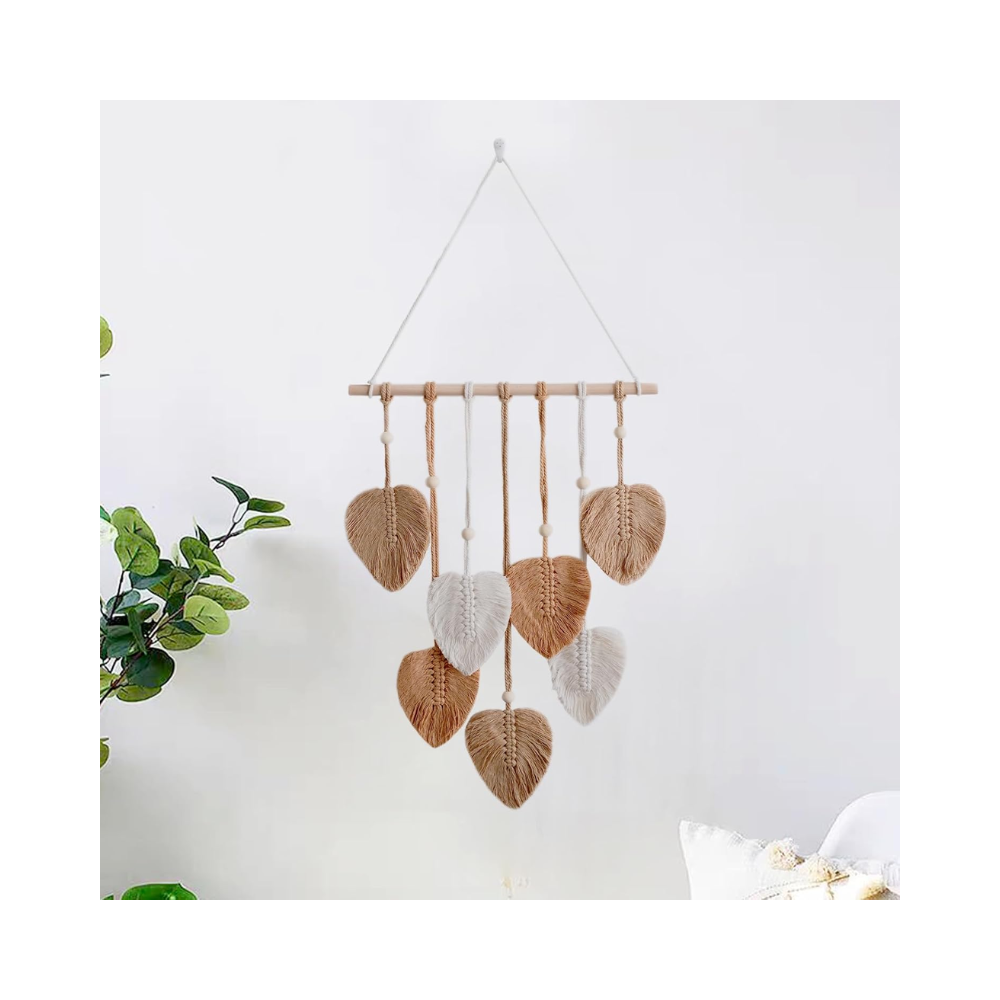 Tenture Murale – Décoration Bohème en macramé avec glands et feuilles faites main