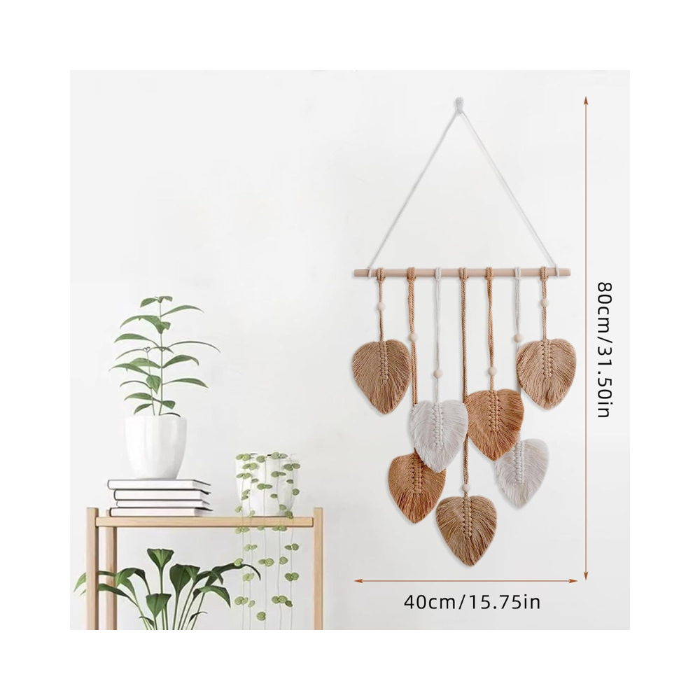 Tenture Murale – Décoration Bohème en macramé avec glands et feuilles faites main