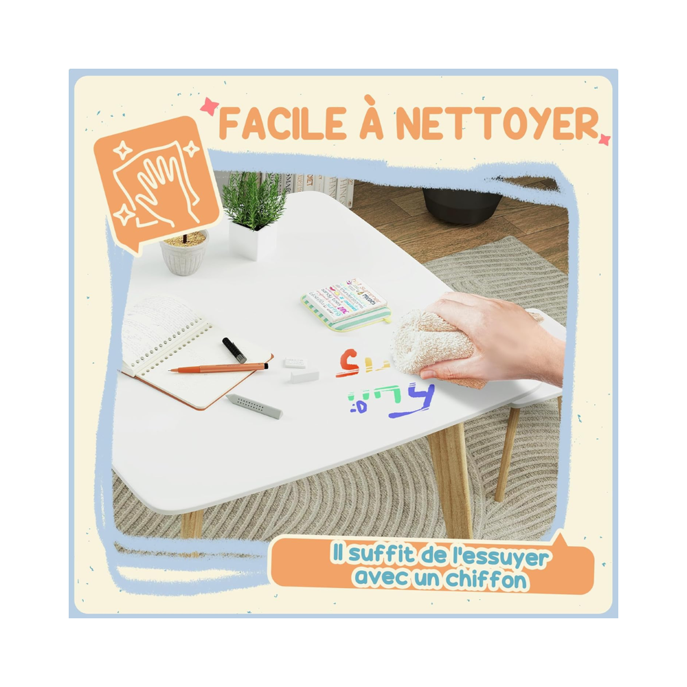 Ensemble Table et 2 Chaises pour Enfants – 3 pièces