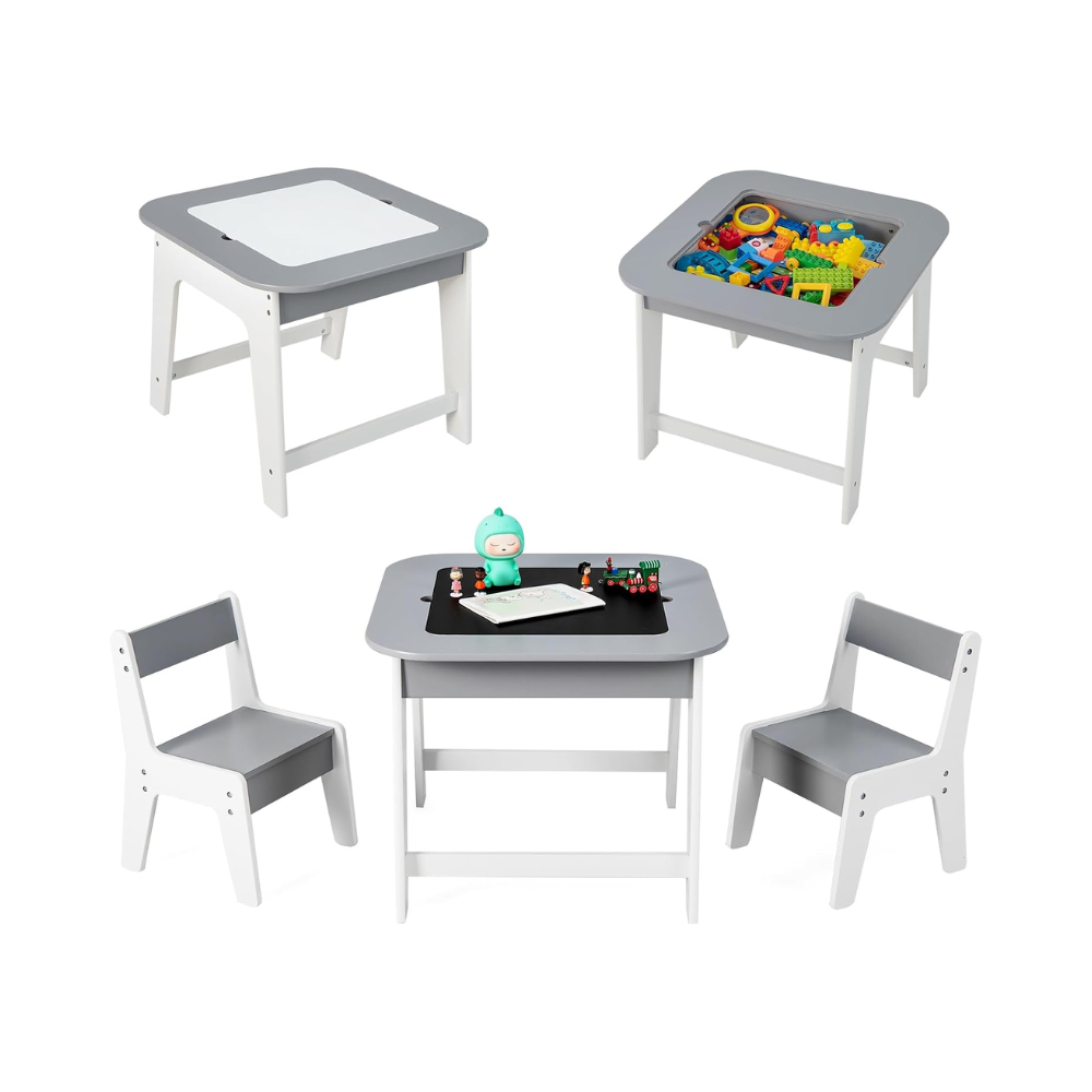 Table à Dessin pour Enfants avec 2 Chaises – Tableau Double Face et Rangement Intégré