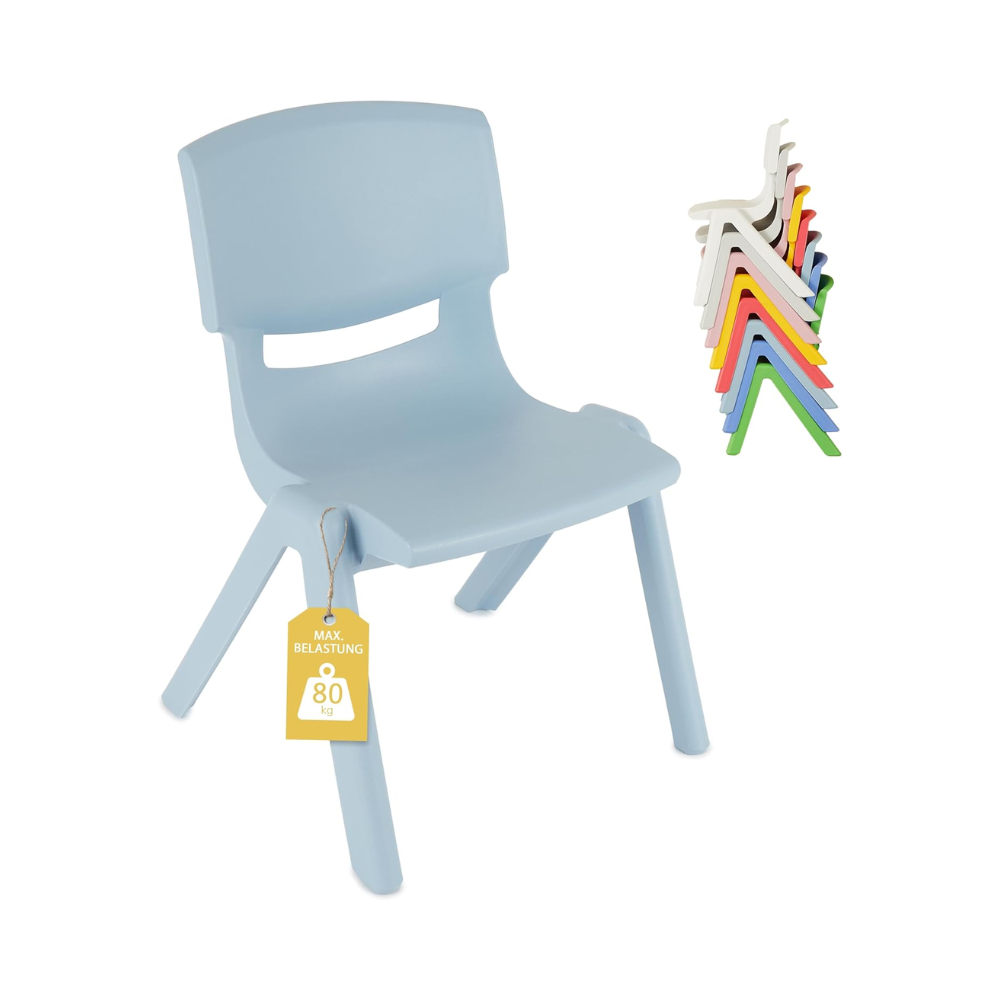 Chaise Enfant – Plastique Léger et Résistant, Empilable, Dossier Plein