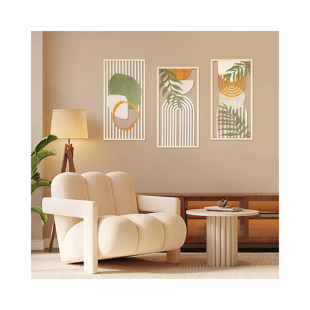 3 Pièces Décoration Murale Bohème en Bois
