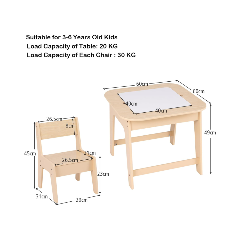 Table à Dessin pour Enfants avec 2 Chaises – Tableau Double Face et Rangement Intégré