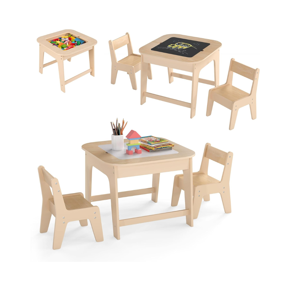 Table à Dessin pour Enfants avec 2 Chaises – Tableau Double Face et Rangement Intégré