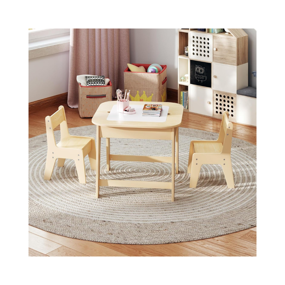 Table à Dessin pour Enfants avec 2 Chaises – Tableau Double Face et Rangement Intégré