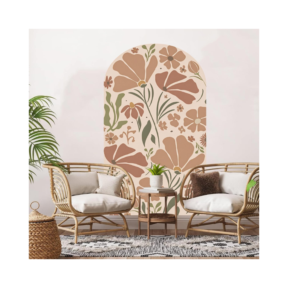 Stickers Muraux Bohème avec Arche Florale Plantes Sticker Mural Décoration Murale