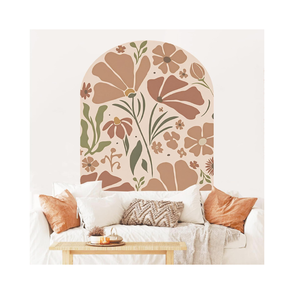 Stickers Muraux Bohème avec Arche Florale Plantes Sticker Mural Décoration Murale