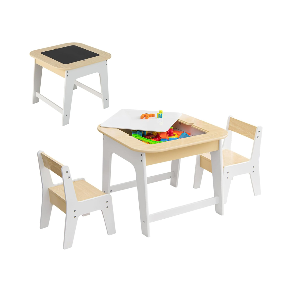 Table à Dessin pour Enfants avec 2 Chaises – Tableau Double Face et Rangement Intégré