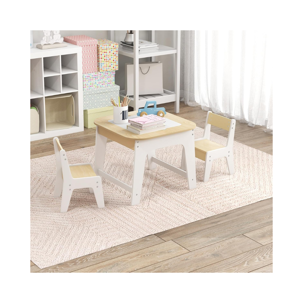 Table à Dessin pour Enfants avec 2 Chaises – Tableau Double Face et Rangement Intégré