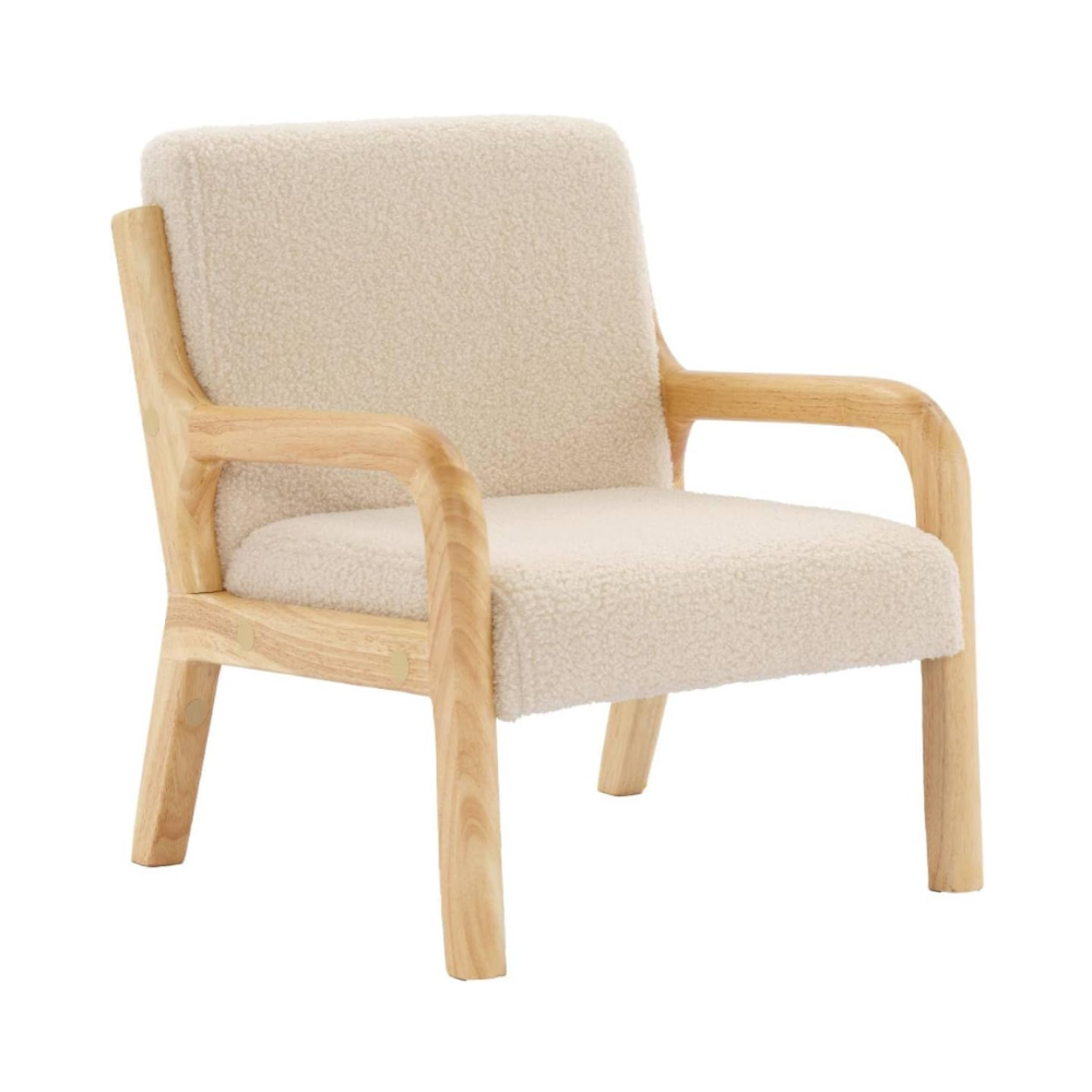 Fauteuil scandinave (Enfant en Bois et Tissu Bouclette Beige)