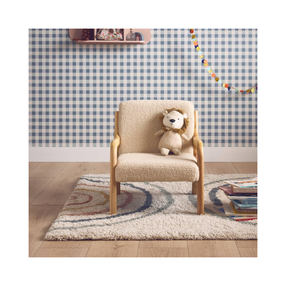 Fauteuil scandinave (Enfant en Bois et Tissu Bouclette Beige)