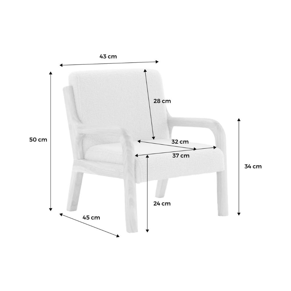 Fauteuil scandinave (Enfant en Bois et Tissu Bouclette Beige)