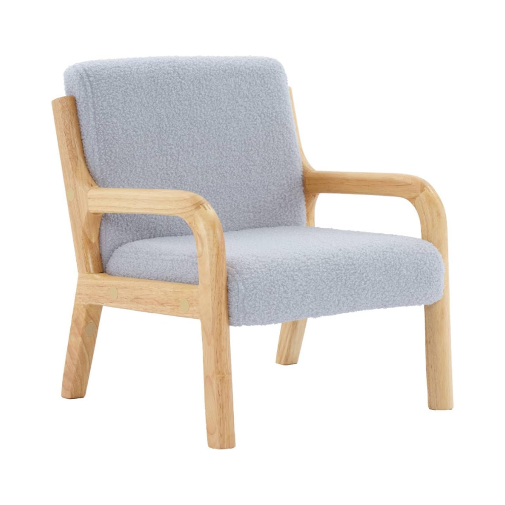 Fauteuil scandinave (Enfant en Bois et Tissu Bouclette Beige)