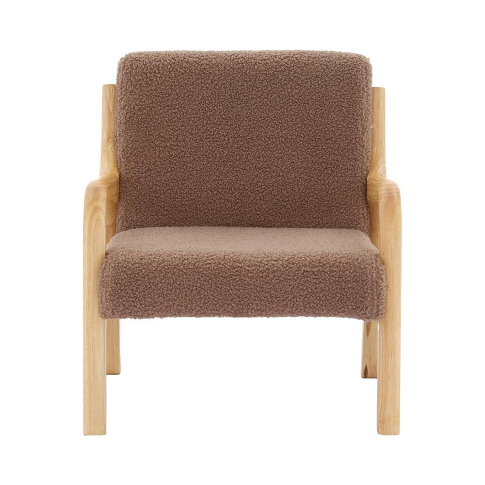 Fauteuil scandinave (Enfant en Bois et Tissu Bouclette Beige)
