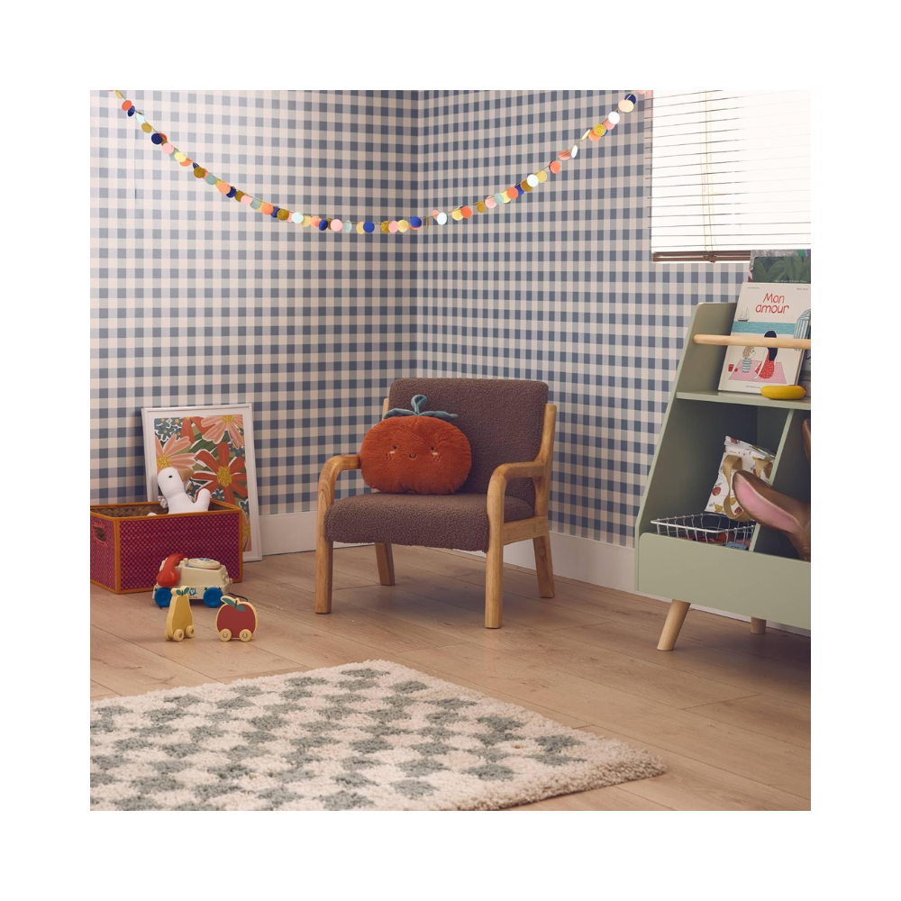 Fauteuil scandinave (Enfant en Bois et Tissu Bouclette Beige)