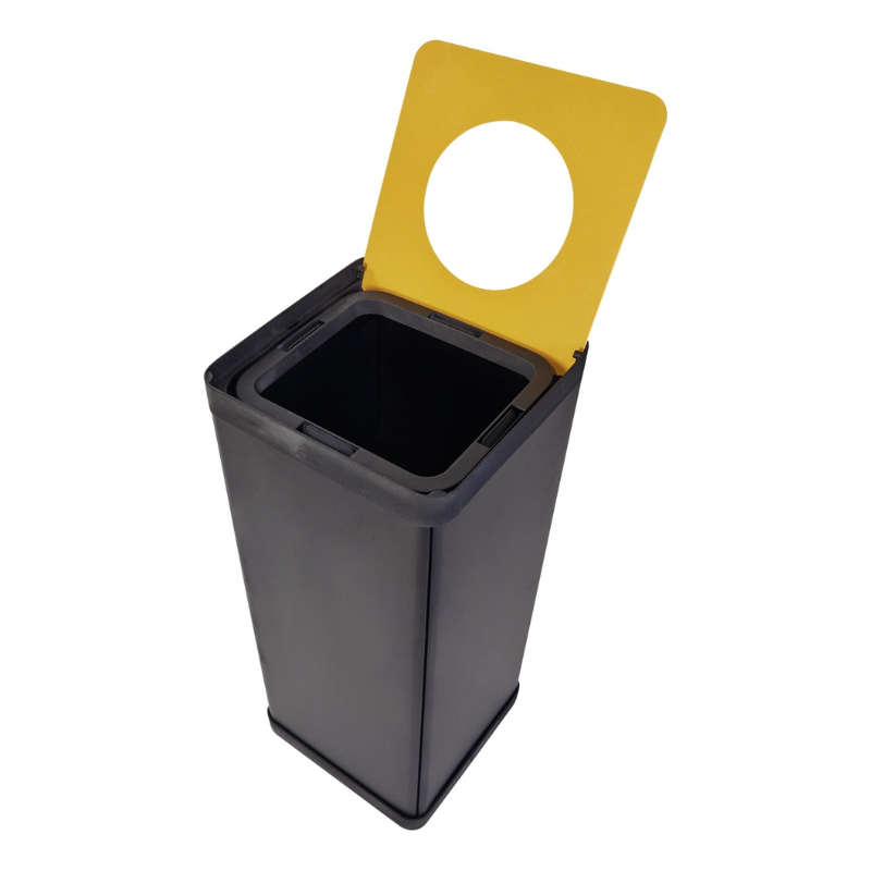 Poubelle métal tri sélectif 50L - JAUNE