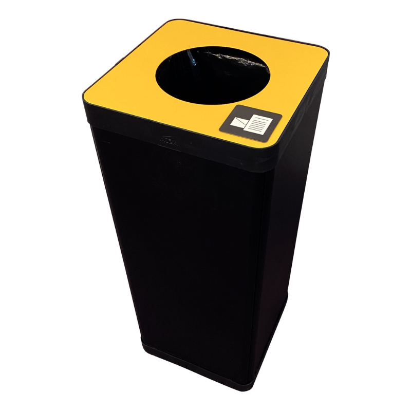 Poubelle métal tri sélectif 50L - JAUNE