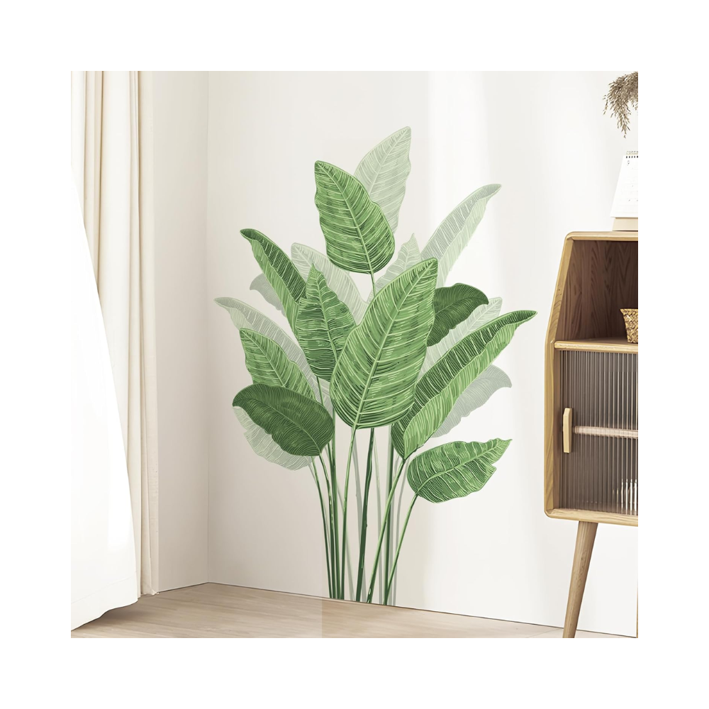 Stickers muraux plante tropicale – autocollants décoratifs amovibles – feuilles vertes