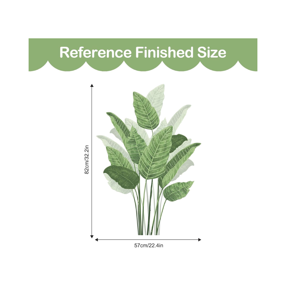 Stickers muraux plante tropicale – autocollants décoratifs amovibles – feuilles vertes