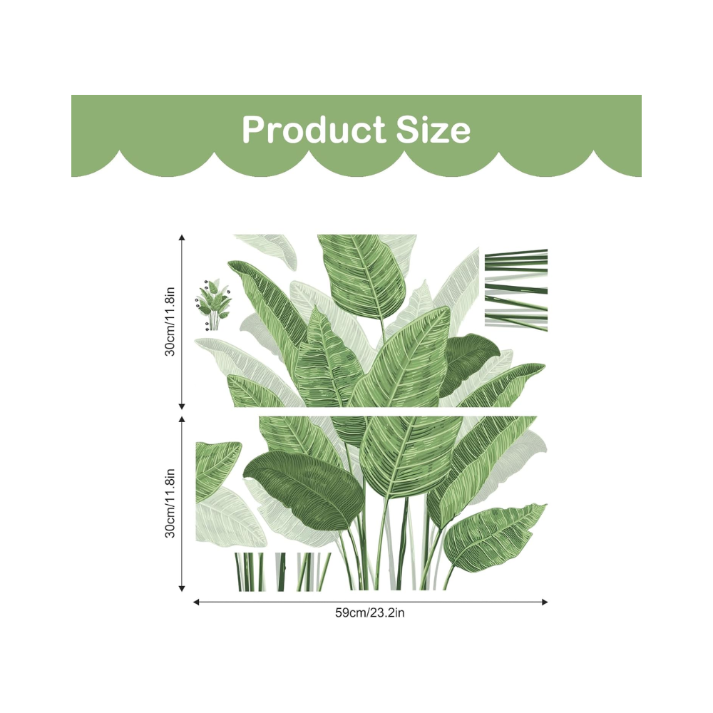 Stickers muraux plante tropicale – autocollants décoratifs amovibles – feuilles vertes