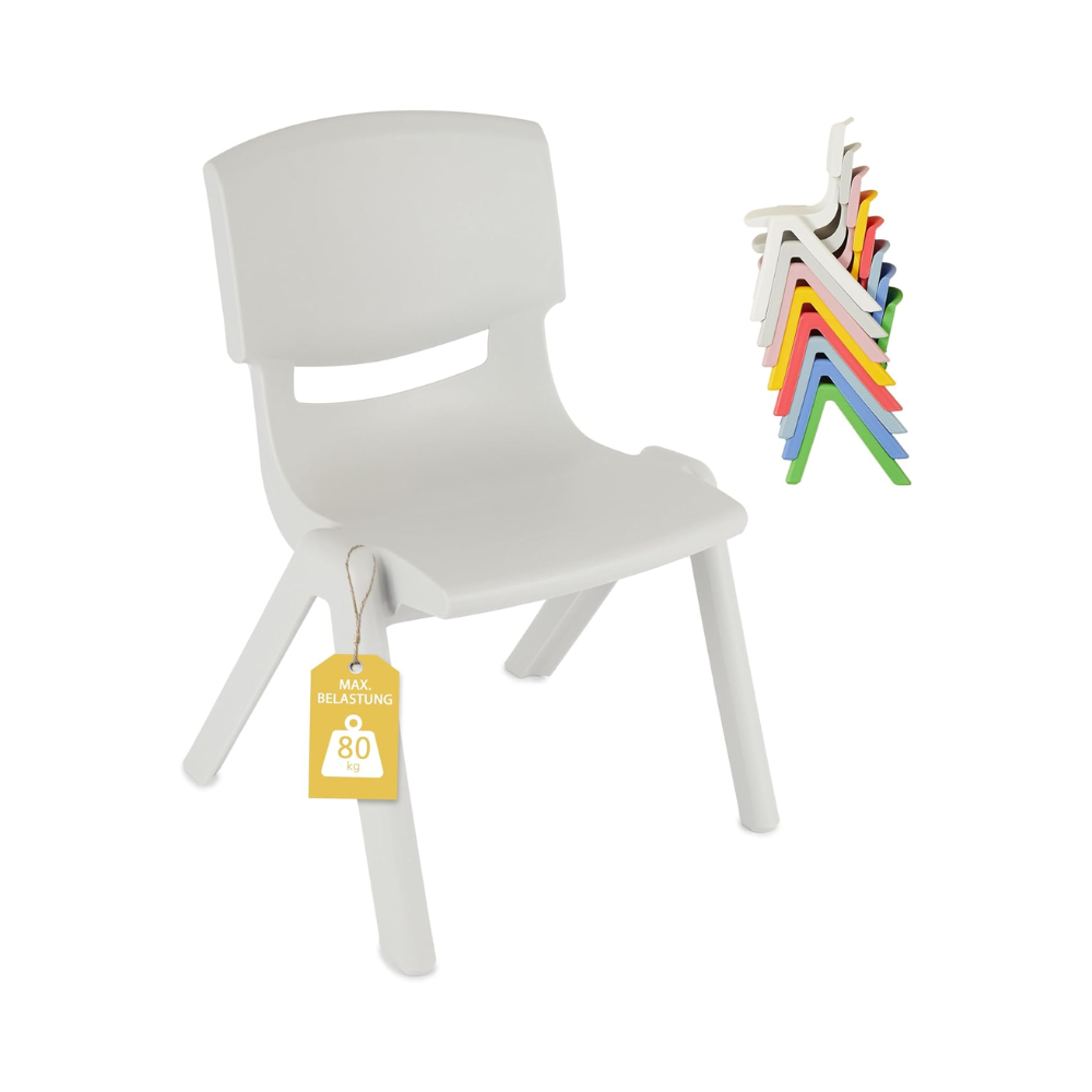 Chaise Enfant – Plastique Léger et Résistant, Empilable, Dossier Plein