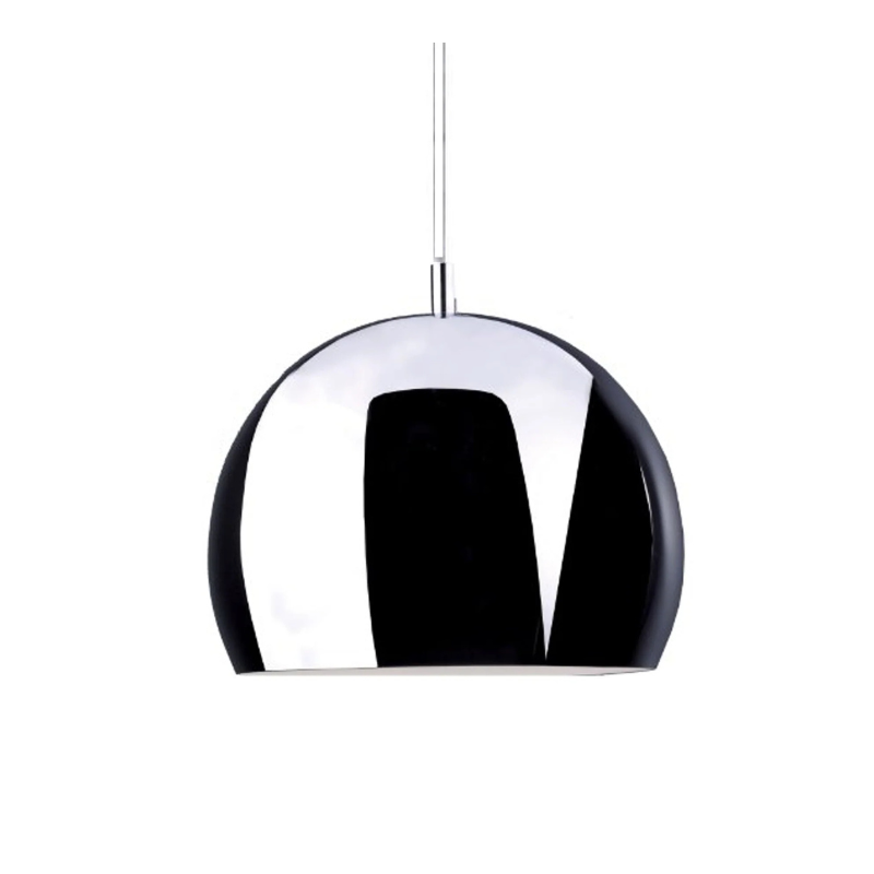 Suspension – Luminaire design en métal chromé au style contemporain