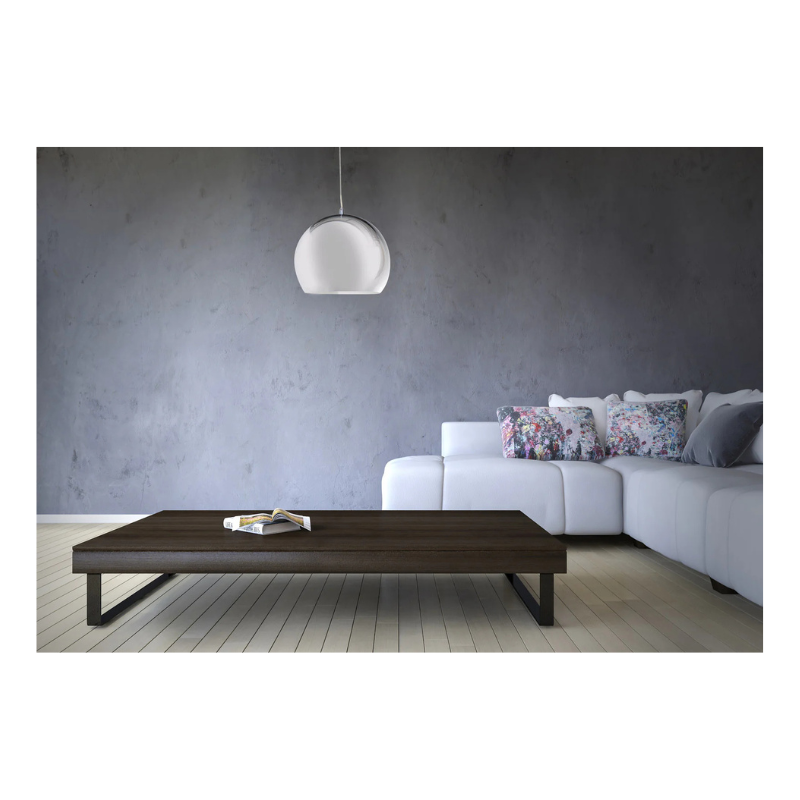 Suspension – Luminaire design en métal chromé au style contemporain