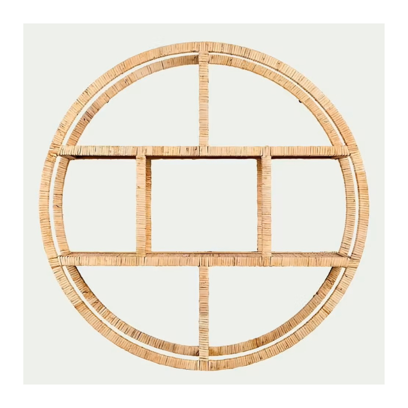 Étagère murale ronde en rotin naturel - Abisto