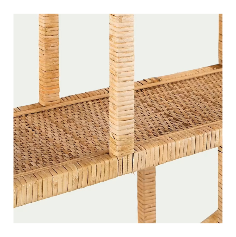 Étagère murale ronde en rotin naturel - Abisto