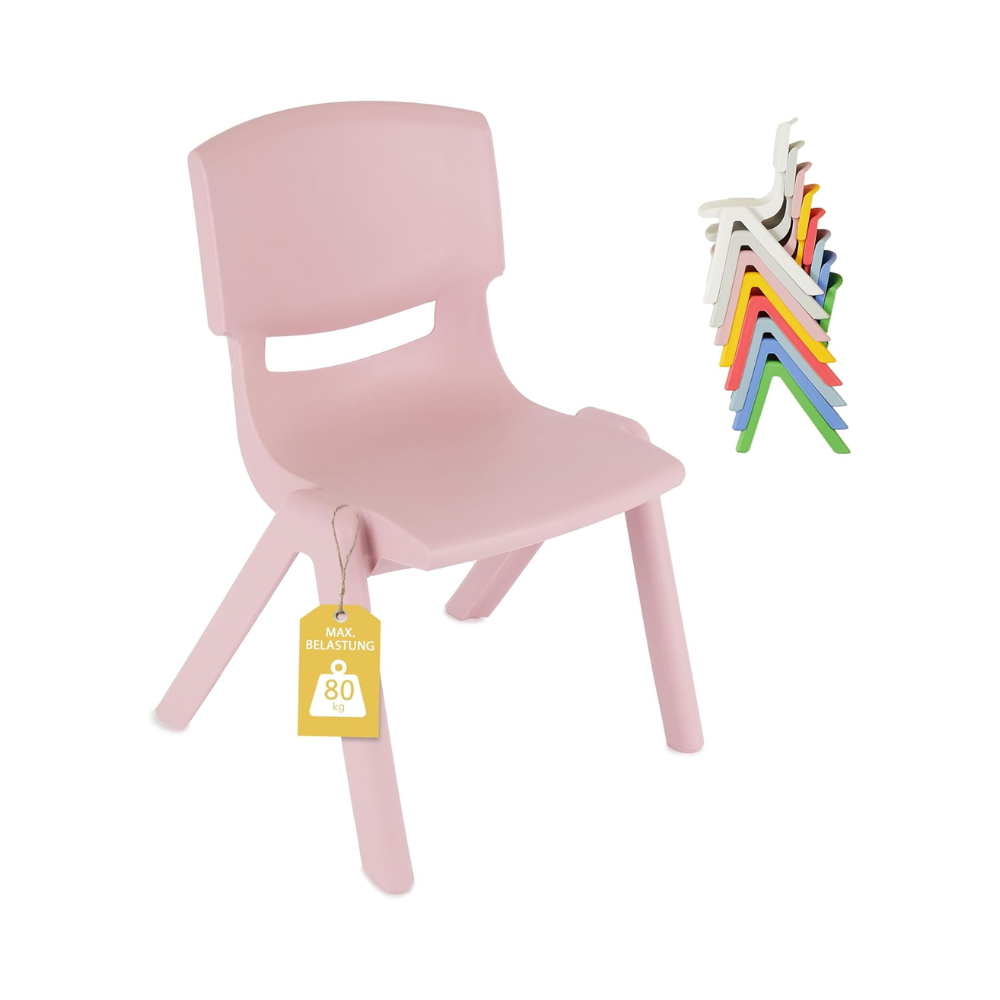 Chaise Enfant – Plastique Léger et Résistant, Empilable, Dossier Plein