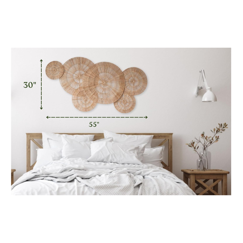 Lot de 6 décorations murales en jute tissée