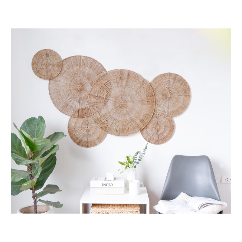 Lot de 6 décorations murales en jute tissée