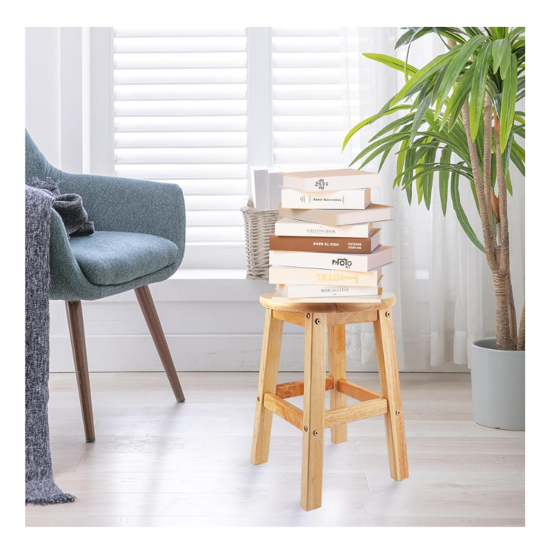Tabouret rond en bois massif 45 cm
