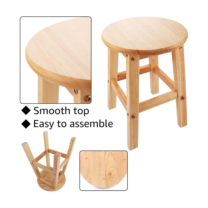 Tabouret rond en bois massif 45 cm