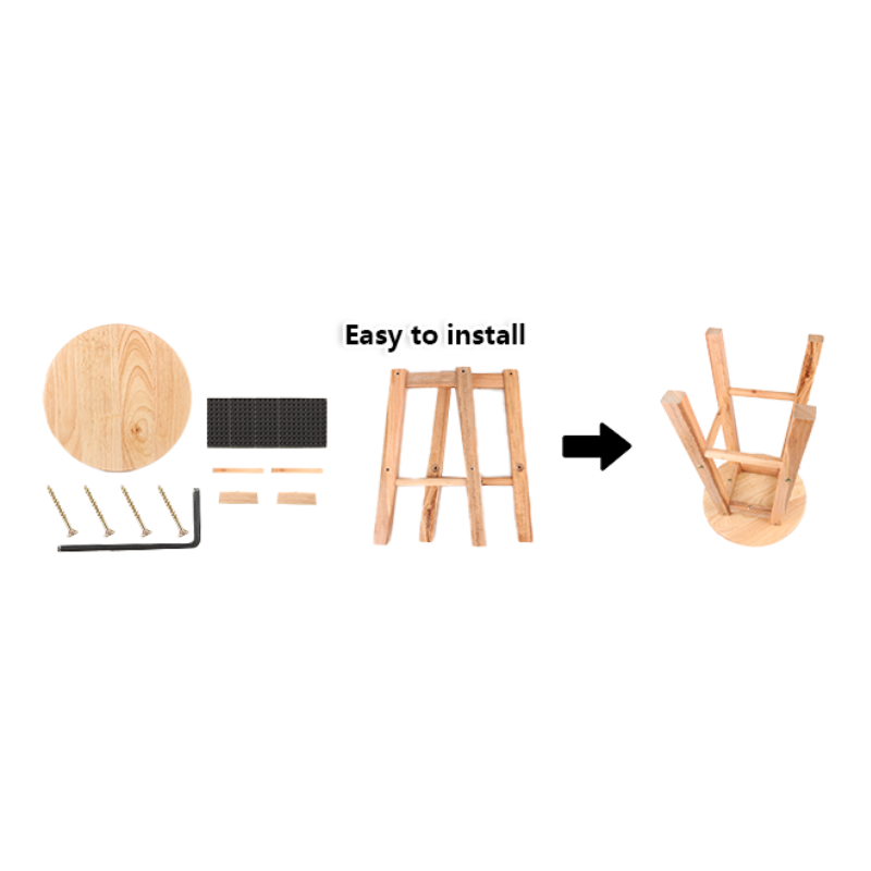 Tabouret rond en bois massif 45 cm