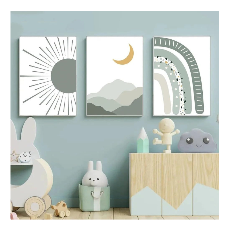 Lot 3 affiches arc-en-ciel et soleil enfant 21x30cm