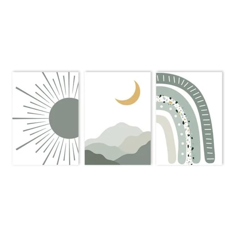 Lot 3 affiches arc-en-ciel et soleil enfant 21x30cm