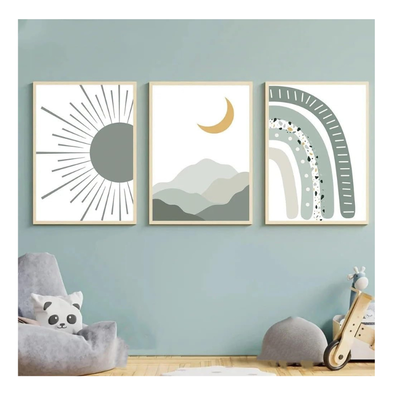 Lot 3 affiches arc-en-ciel et soleil enfant 21x30cm