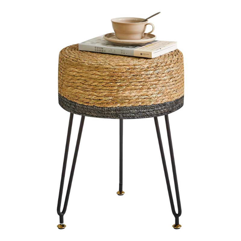 Tabouret seagrass et pieds métal 32x45cm
