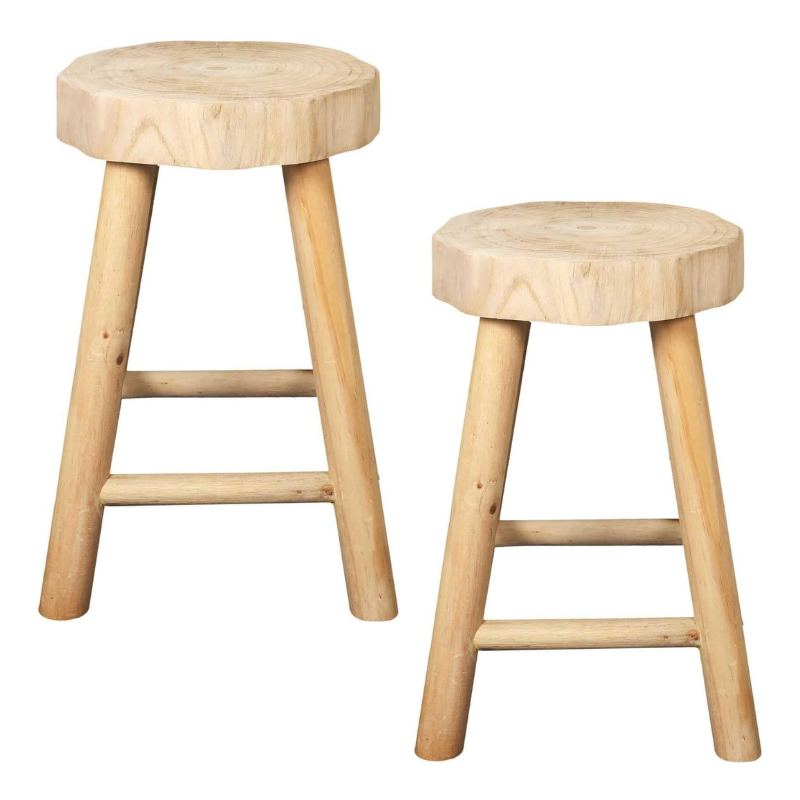 Lot de 2 tabourets en bois Harald