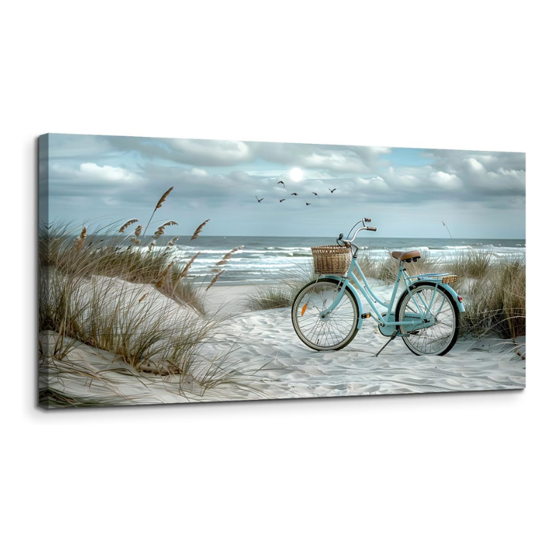 Grande toile vélo en bord de mer 100x50cm